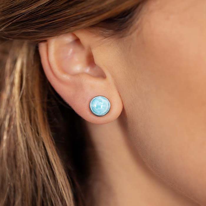 Stud Earring in sterling Silver with Larimar by marahlago