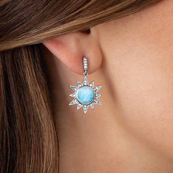 Sun Earrings with larimar by marahlago