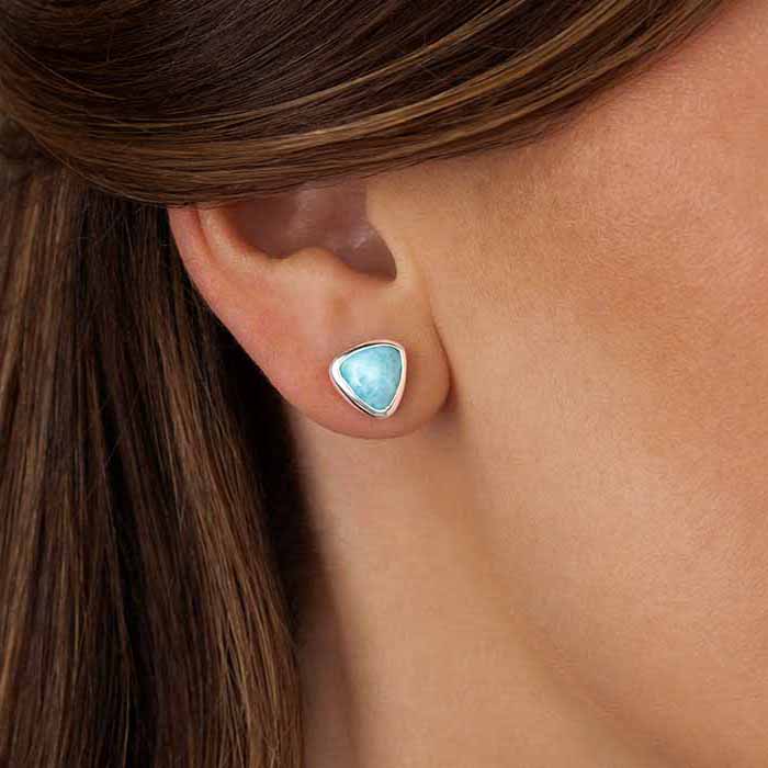 Post Earrings in silver with larimar by  Marahlago 