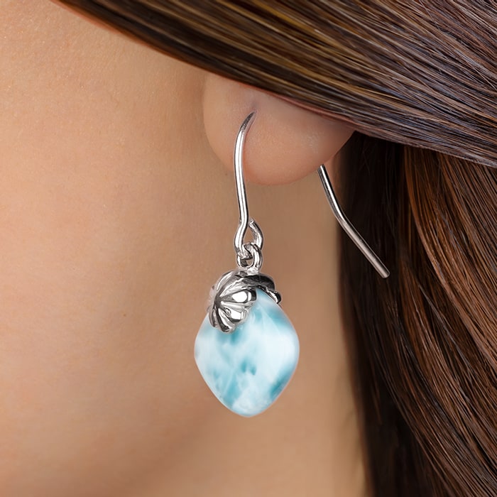 silver earrings abril with larimar