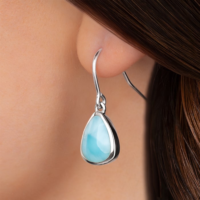 Silver larimar earrings