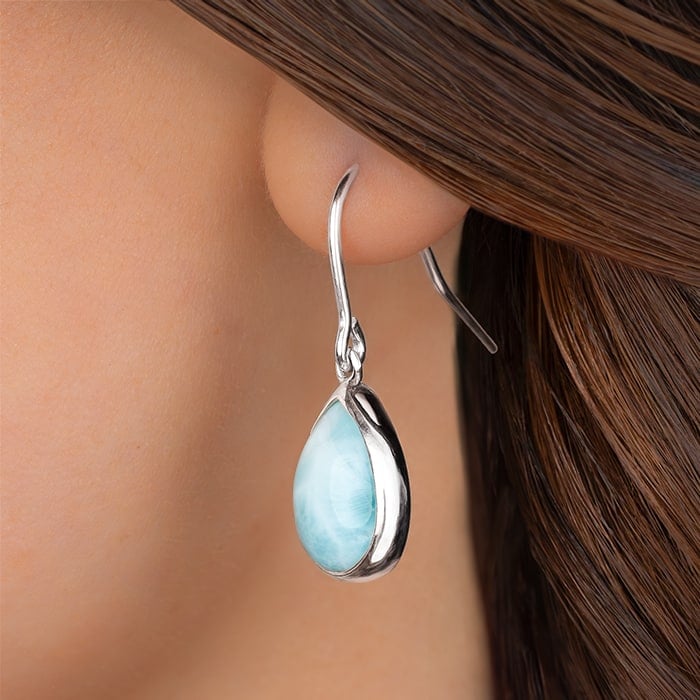 Earring Larimar Stone Silver Marahlago