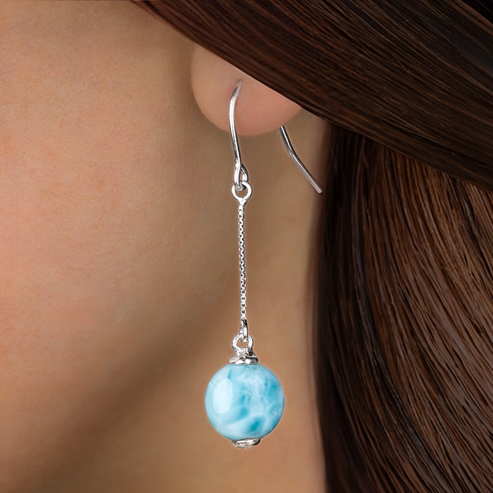 Dangle Earring in sterling silver with larimar 