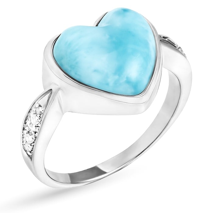 Heart Ring with sapphire and larimar in silver 