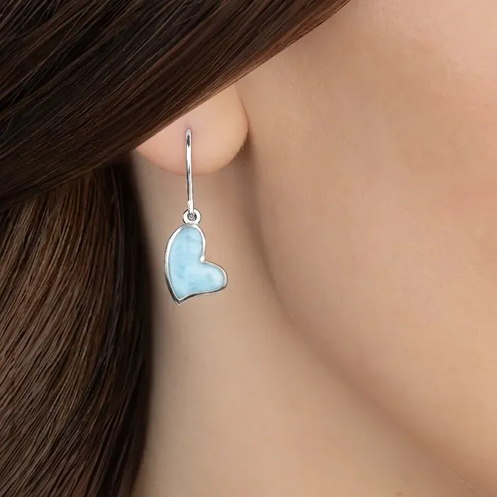 Heart Earrings in Sterling silver by Marahlago Larimar 