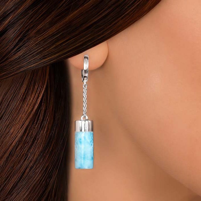 Larimar Sterling Silver Castaway Hoop Earrings Marahlago Jewelry 