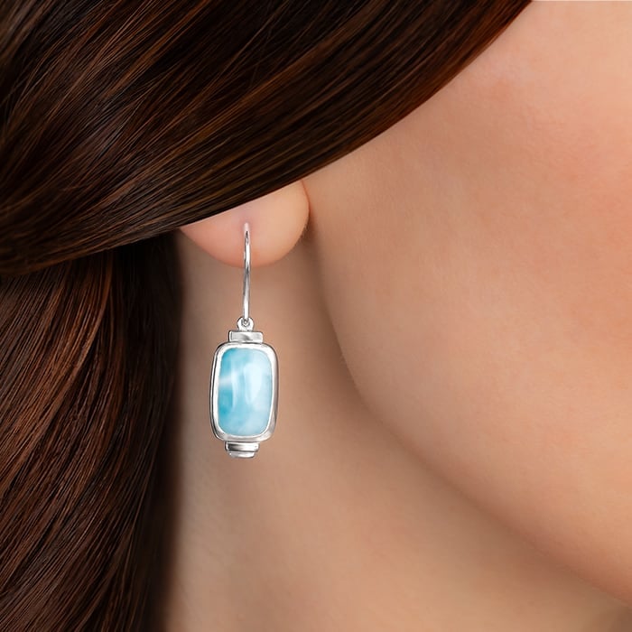 Larimar Sterling Silver Brie Wire Earrings Marahlago Jewelry 