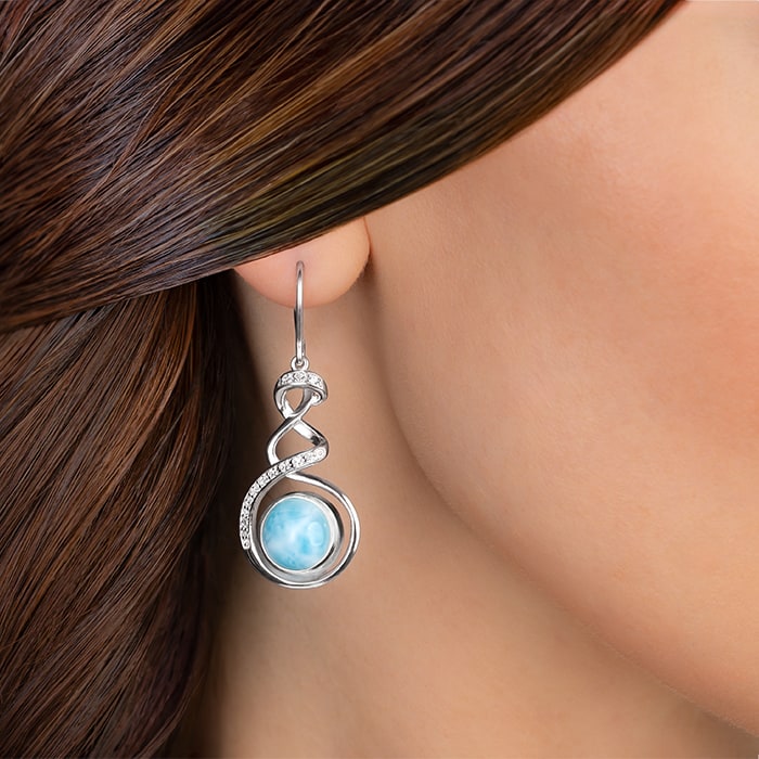 Statement Earrings with larimar and sapphire by marahlago