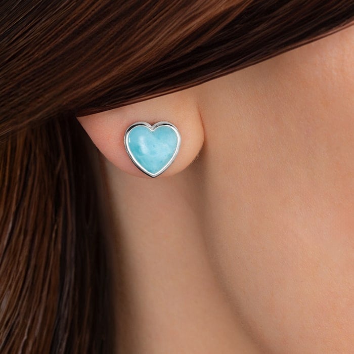 Silver stud earring with larimar by marahlago