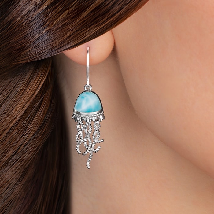 Marahlago Jellyfish Earrings in sterling silver larimar