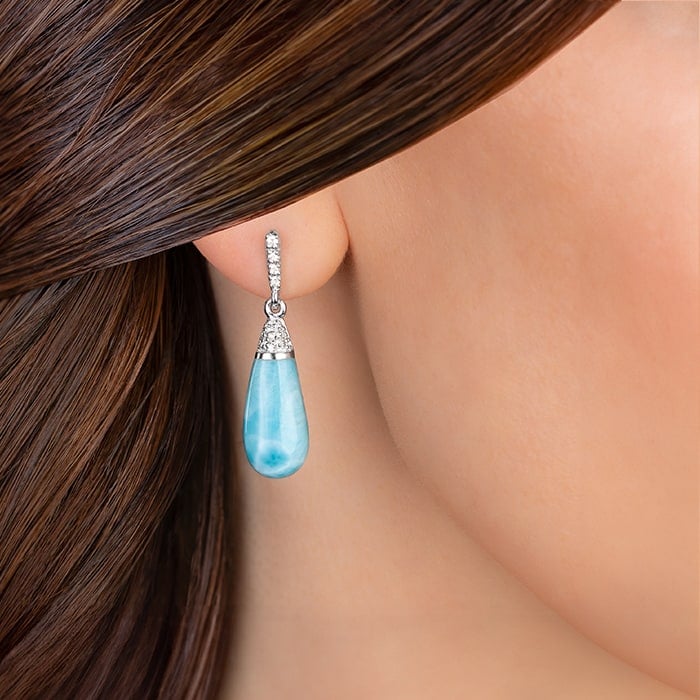 Larimar Sterling Silver Lucia Post Earrings 