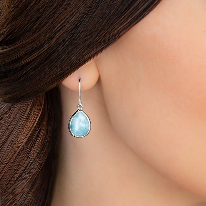 Earring Larimar Stone Silver Marahlago