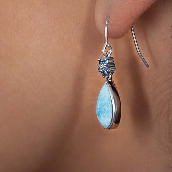 Flower Earrings in silver with larimar by marahlago