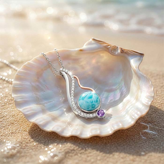 Larimar Necklace with Amethyst