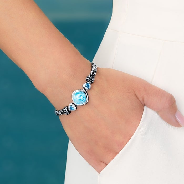 Antique Bracelet in sterling silver with larimar