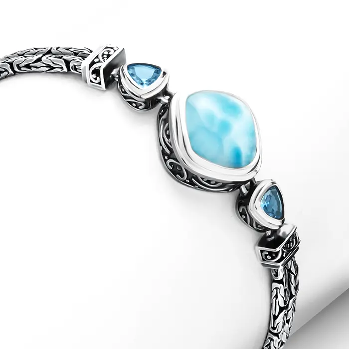 Antique Bracelet in sterling silver with larimar