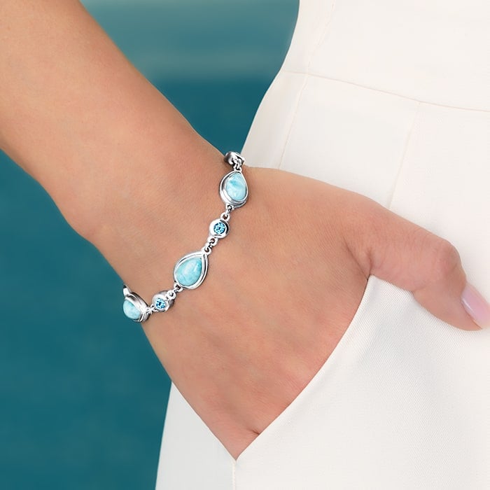 Blue Topaz Bracelet with larimar and silver by marahlago