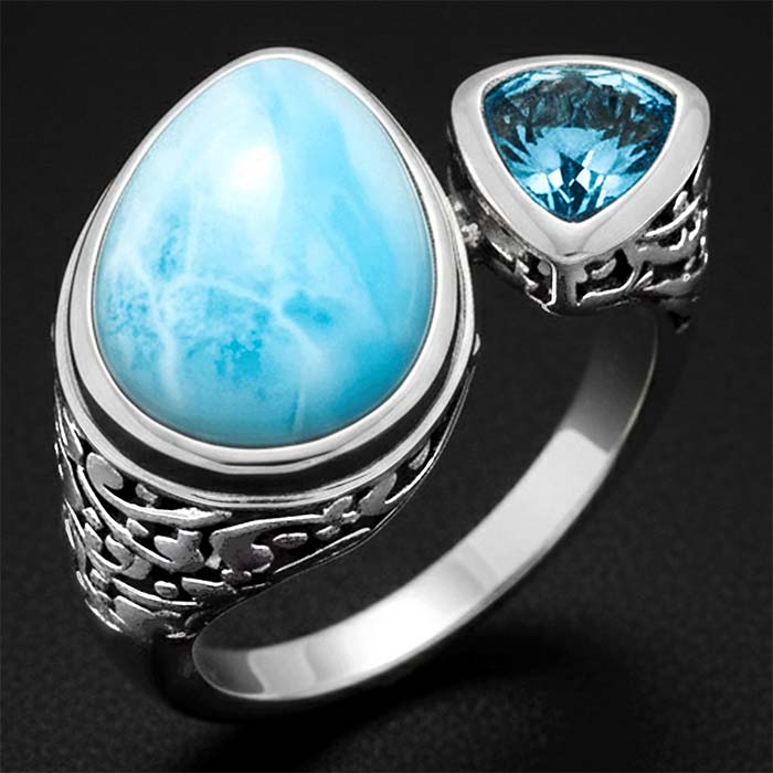 Vintage Ring in sterling silver with larimar by marahlago 
