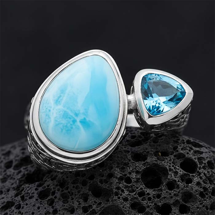 Vintage Ring in sterling silver with larimar by marahlago 