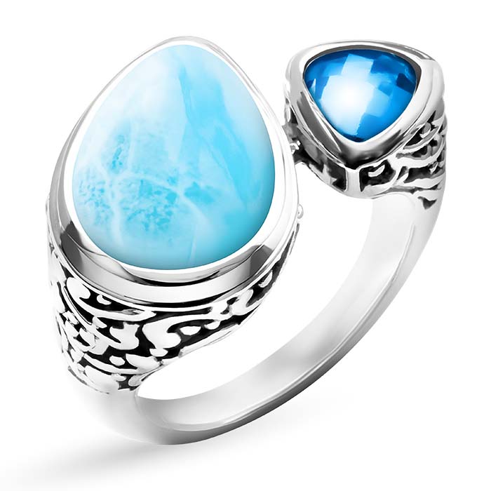 Vintage Ring in sterling silver with larimar by marahlago 