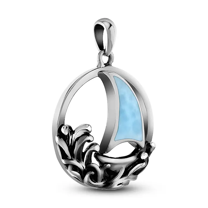 Sailboat Necklace in sterling silver by Marahlago larimar