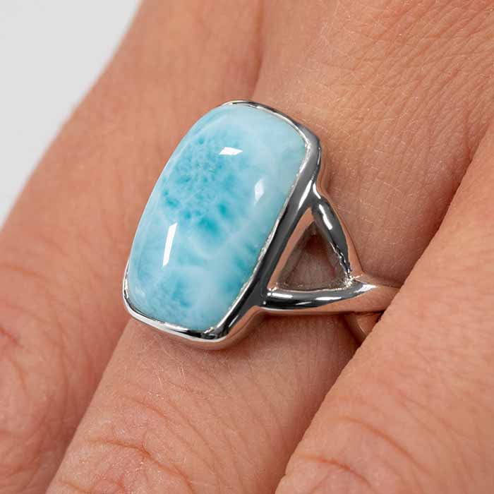 Rectangle Ring Silver Larimar