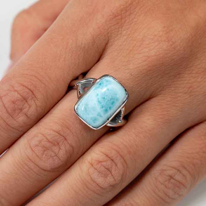 Larimar Rectangle Ring by marahlago