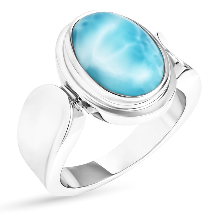 Chunky ring in sterling silver and larimar by Marahlago