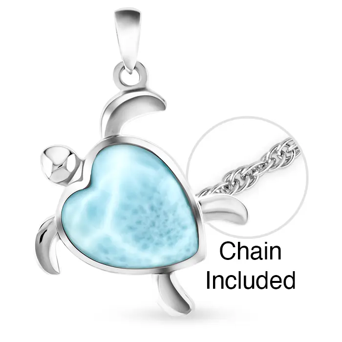Turtle Heart Necklace silver larimar