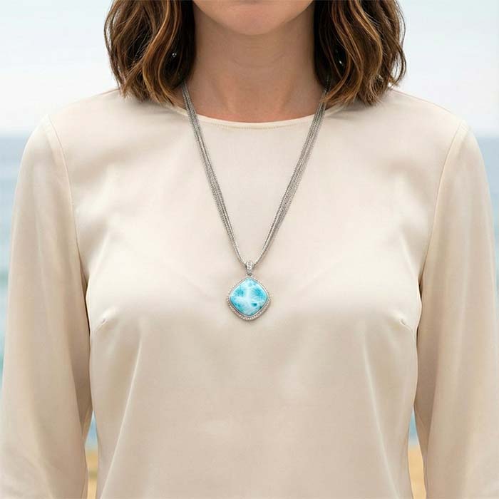Large larimar Necklace 