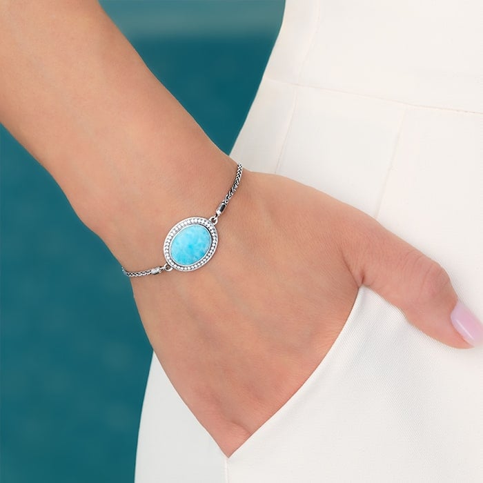 Sapphire Bracelet with larimar and silver by marahlago