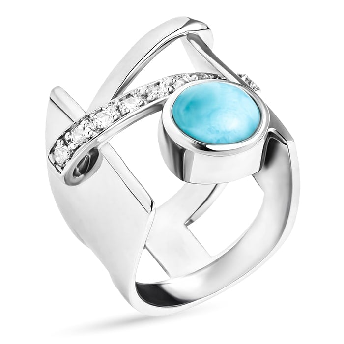 Statement ring in Sterling silver with larimar