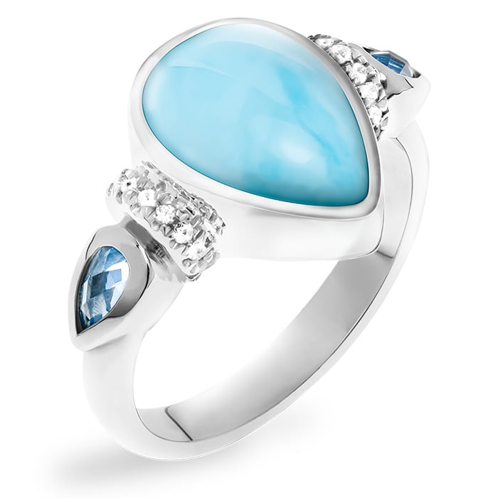Esme Larimar Ring in Sterling Silver by Marahlago 