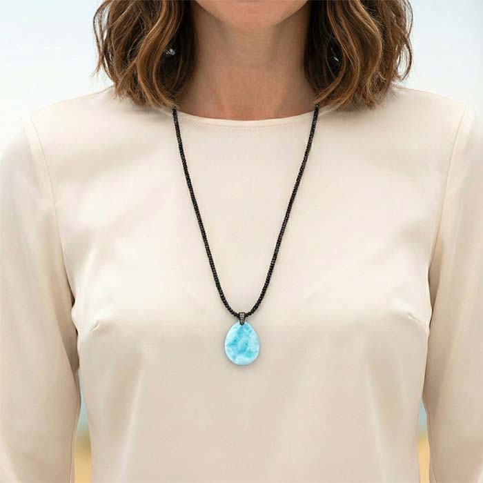 Larimar Galaxy Single Stone Necklace Marahlago