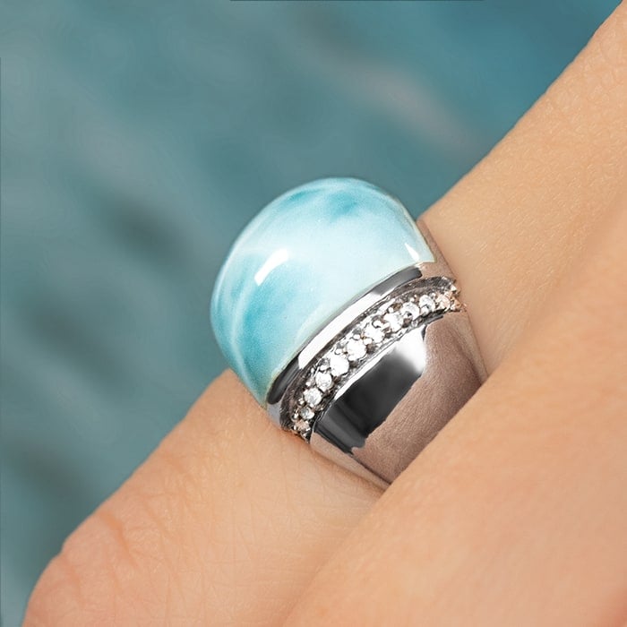 Gemstone Ring in silver and larimar