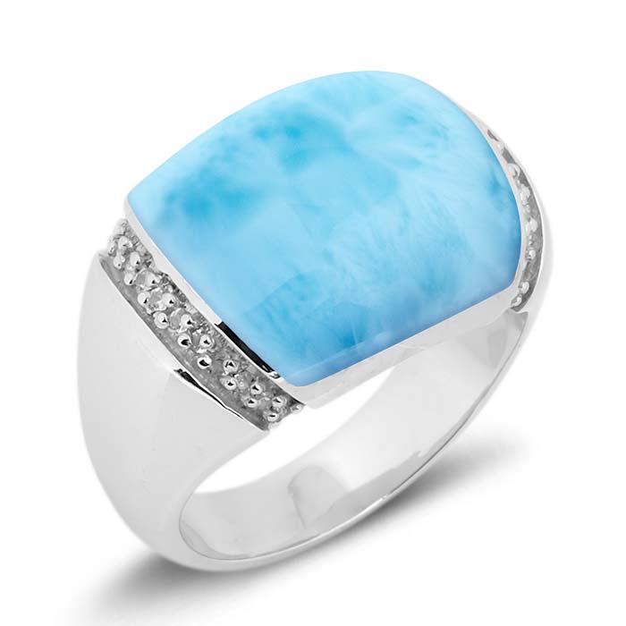 Gemstone Ring in silver and larimar