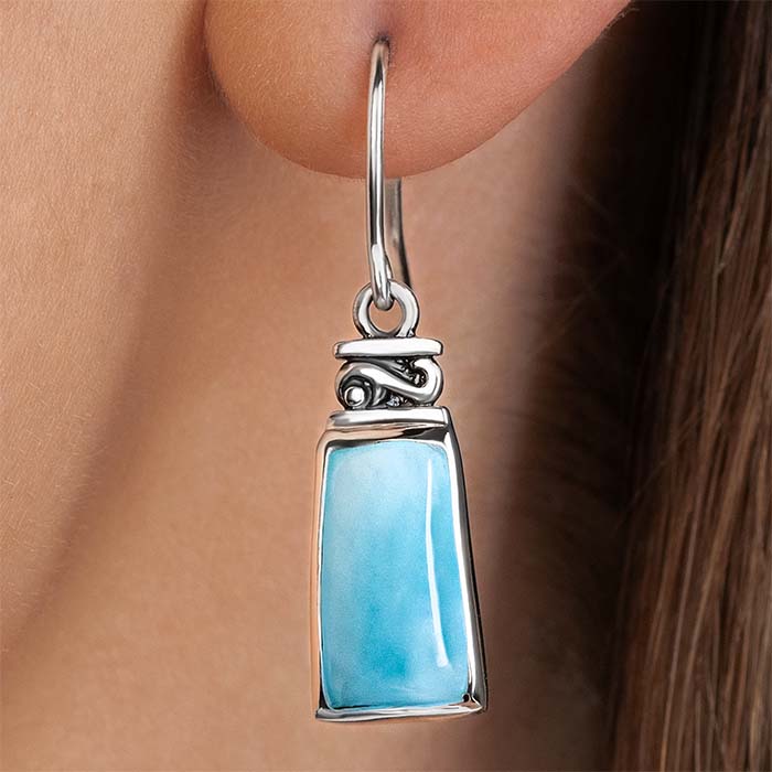 Larimar Sterling Silver Hanna Wire Earrings Marahlago Jewelry 