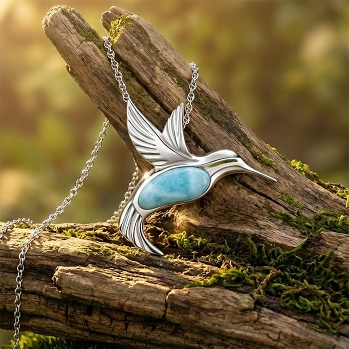 Larimar Hummingbird Necklace