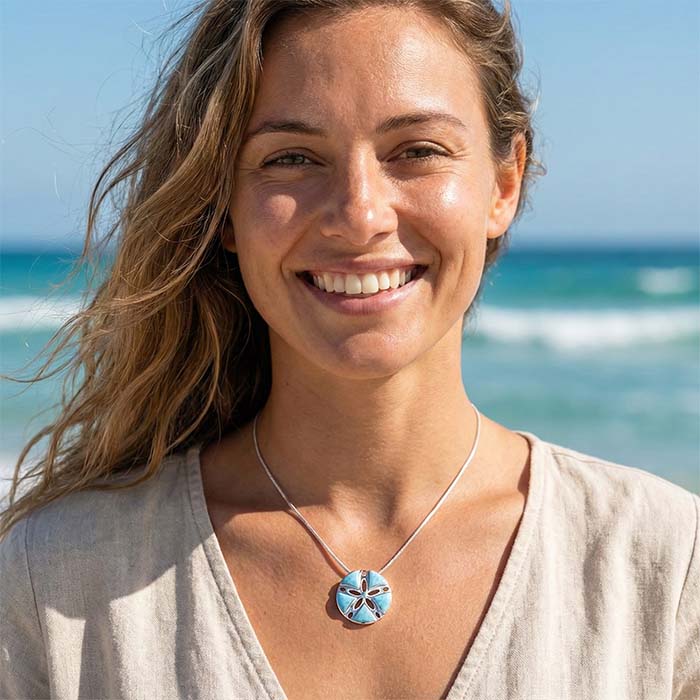 Sand Dollar Pendant on Lava Rock