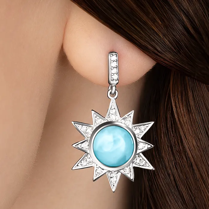 Sun Earrings with larimar