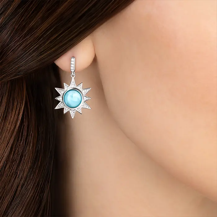 Sun Earrings with larimar by marahlago