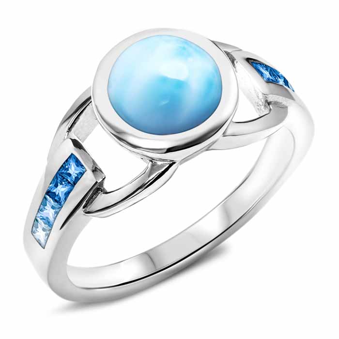 Aqua ring in sterling silver with Larimar and blue topaz by marahlago