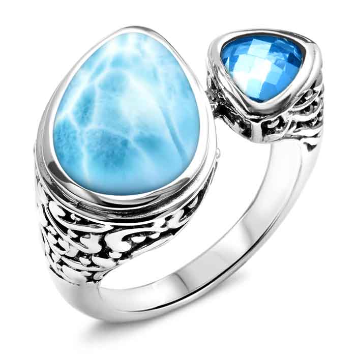 Vintage Ring in sterling silver with larimar by marahlago 