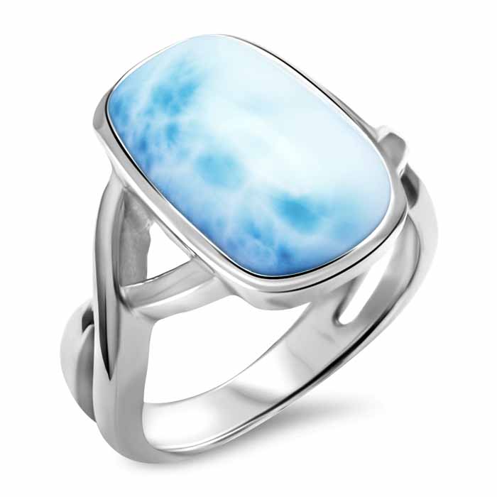 Larimar and Silver Rectangle Ring