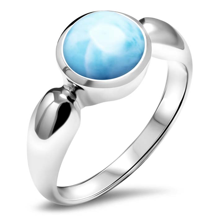 Solitaire Ring in sterling silver with larimar stones by Marahlago 