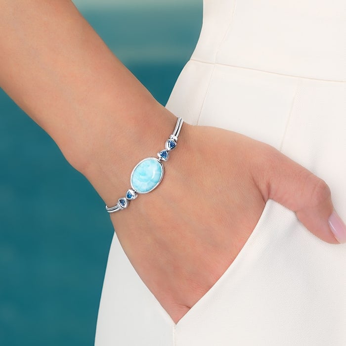 Larimar Bracelet with Silver and Spinel by marahlago