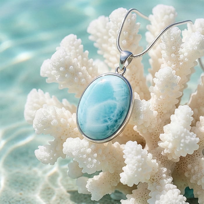 Oval Larimar Necklace 
