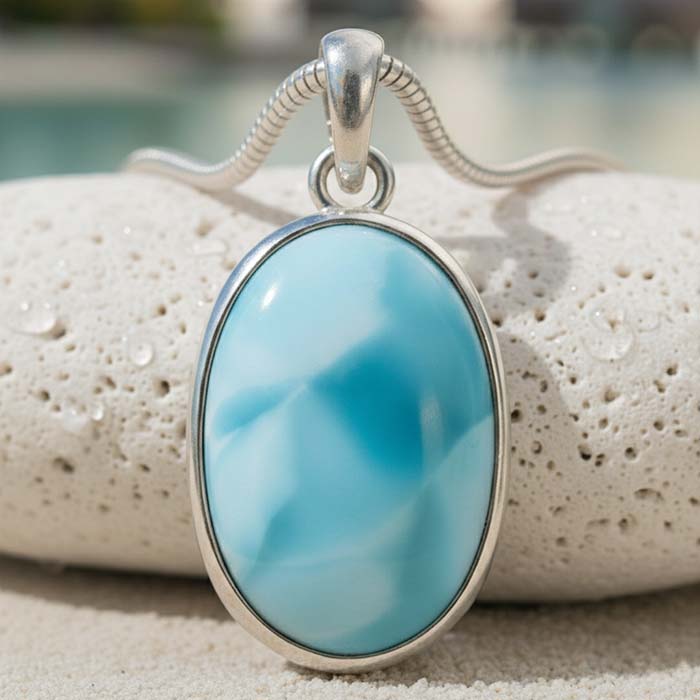Oval Larimar Necklace 