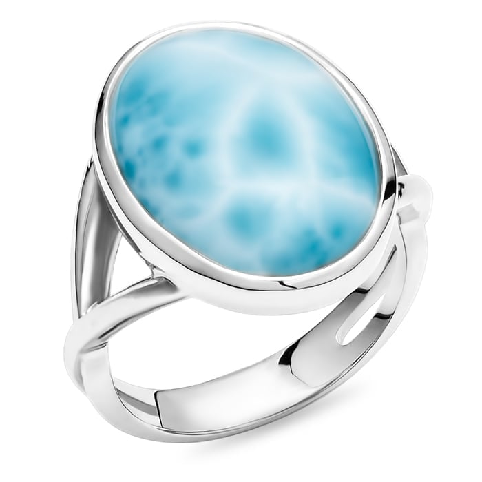 Silver Larimar Ring Oval Marahlago