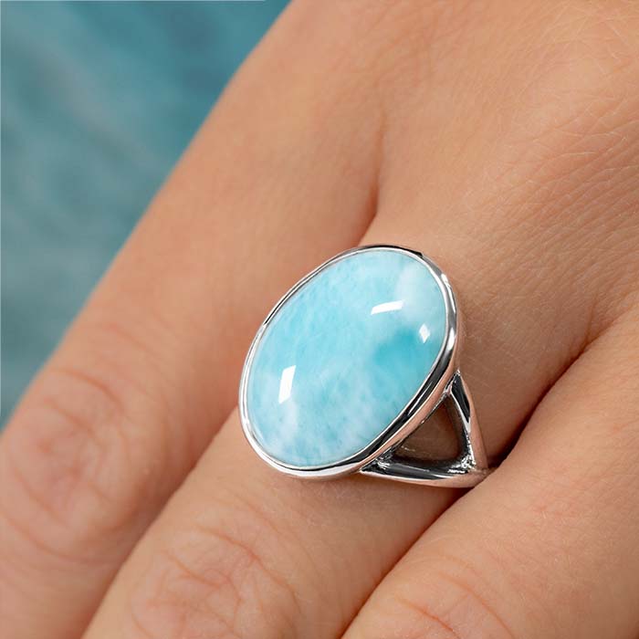 Larimar Ring in sterling silver 